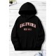 Black Letter Print Men's Hoodie with Kangaroo Pocket