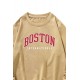 Khaki BOSTON Letters Print Crew Neck Men's Pullover Sweatshirt