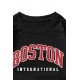 Black BOSTON Letters Print Crew Neck Men's Pullover Sweatshirt