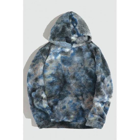 Tie-dyed Print Men's Sherpa Hoodie