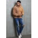 Brown Colorblock Fleece Men's Hoodie