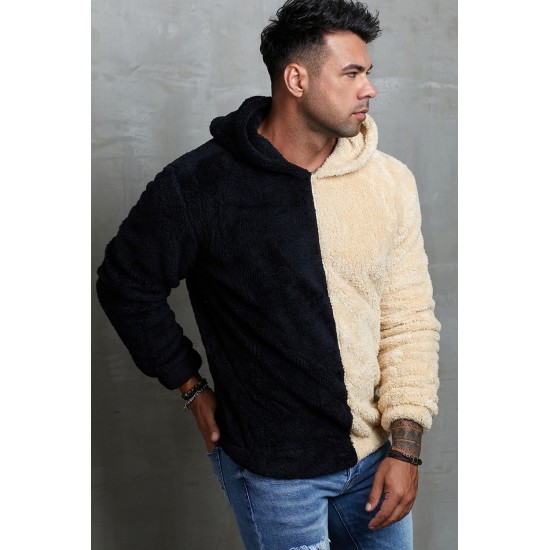 Apricot Colorblock Fleece Men's Hoodie