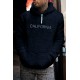 Blue Letter Embroidered Quarter Zip Men's Sherpa Hoodie