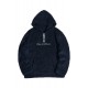 Blue Letter Embroidered Quarter Zip Men's Sherpa Hoodie