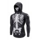 Gray Halloween Skeleton Print Slim-fit Men's Graphic Hoodie