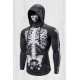 Gray Halloween Skeleton Print Slim-fit Men's Graphic Hoodie