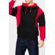 Red Men Colorblock Pullover Long Sleeve Hoodie