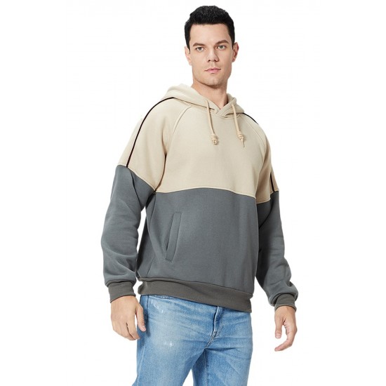 Gray Colorblock Men's Pullover Hoodie