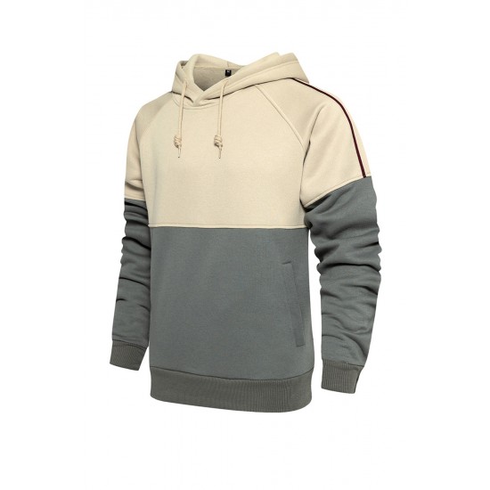 Gray Colorblock Men's Pullover Hoodie