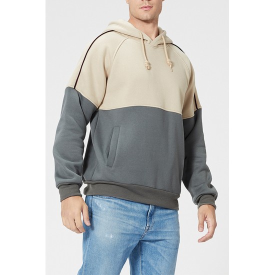 Gray Colorblock Men's Pullover Hoodie