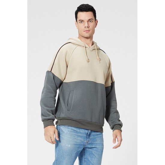 Gray Colorblock Men's Pullover Hoodie