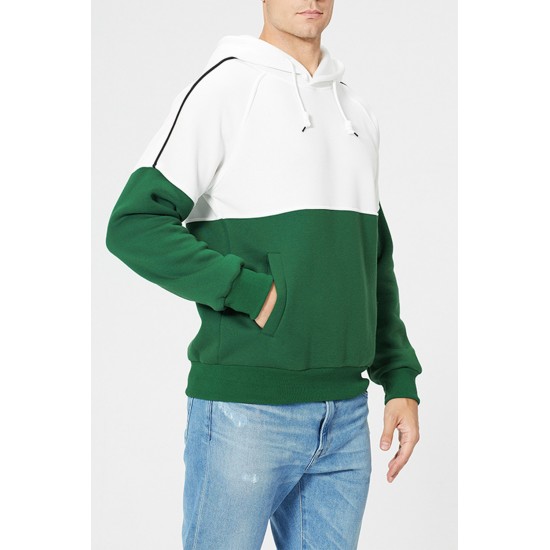 Green Colorblock Men's Pullover Hoodie