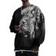 3D Lion Print Crew Neck Men Sweatshirt