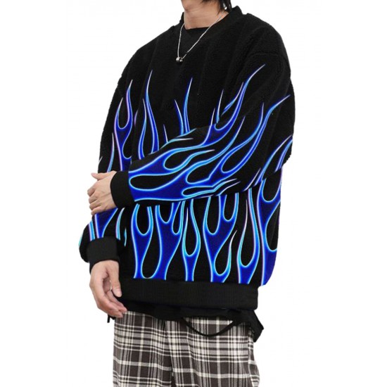 Men Abstract Print Long Sleeve Graphic Sweatshirt