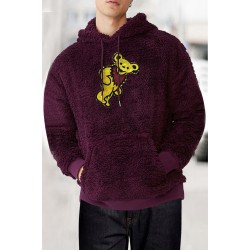 Graphic Print Kangaroo Pocket Men's Plush Hoodie