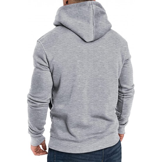 Gray Long Sleeve Pullover Men Hoodie