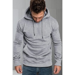 Gray Long Sleeve Pullover Men Hoodie