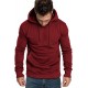 Burgundy Long Sleeve Pullover Men Hoodie