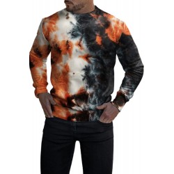 Orange Tie-dye Long Sleeve Men Sweatshirt