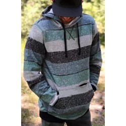 Men Striped Fleece Hoodie