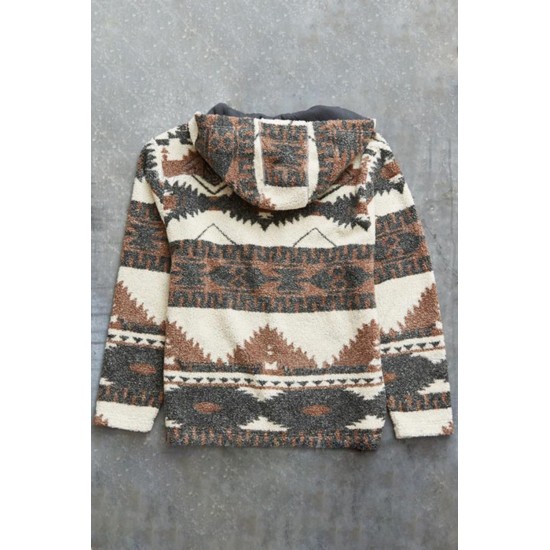 Tribal Print Quarter Zip Men's Pullover Hoodie