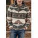 Tribal Print Quarter Zip Men's Pullover Hoodie