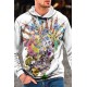 Halloween Floral Skull Print Men's Graphic Hoodie