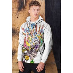 Halloween Floral Skull Print Men's Graphic Hoodie