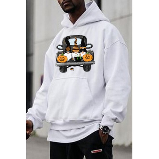 Men's Pumpkin Face Graphic Print Halloween Hoodie