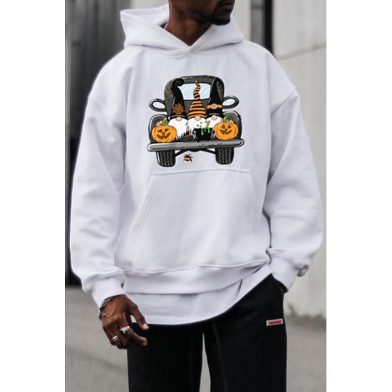 Men's Pumpkin Face Graphic Print Halloween Hoodie