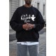 Halloween Letter Ghost Print Crew Neck Men's Sweatshirt