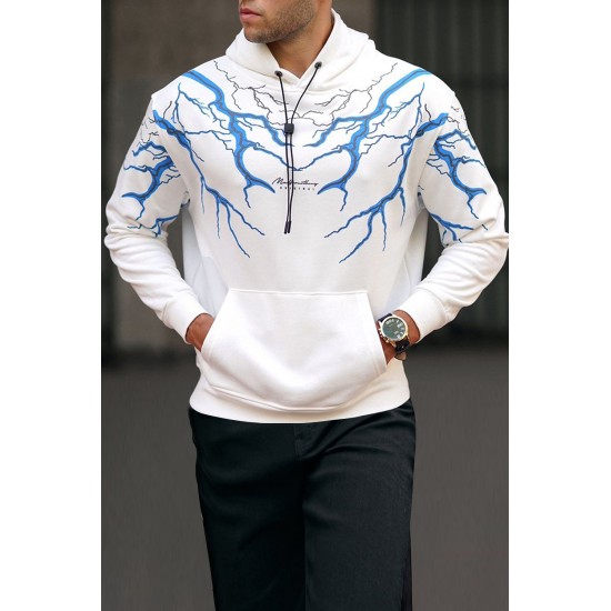 White Lightning Long Sleeve Casual Men's Hoodie