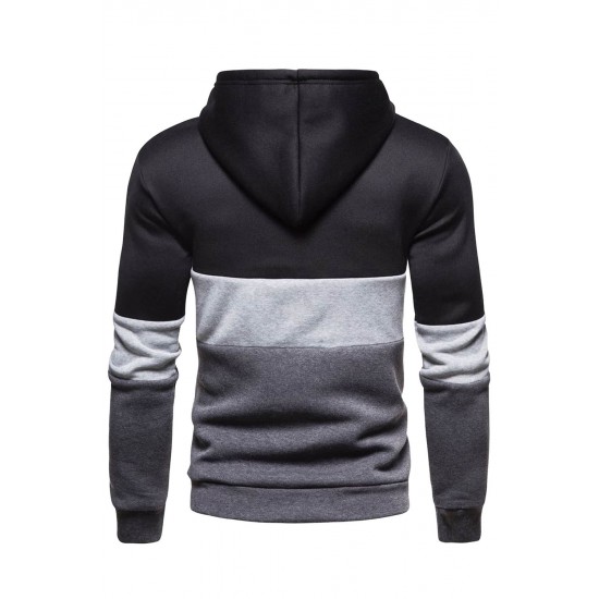 Men's Zipper Casual Colorblock Hooded Sweatshirt