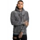 Gray Letter Print Fleece Long Sleeve Men's Hoodie