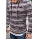 Red Tribal Print Kangaroo Pocket Men's Pullover Hoodie