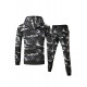 Men Camouflage Print & Drawstring Hoodie Tracksuit