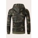 Men Camouflage Print & Drawstring Hoodie Tracksuit