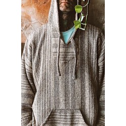 Men's Knitted Kangaroo Pocket Hooded Coat