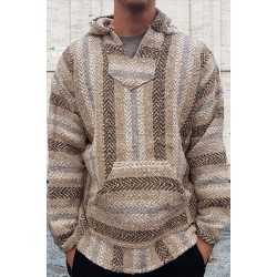 Men's Striped Pocket Knitted Hooded Coat