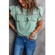 Green Flutter Ruffled Top