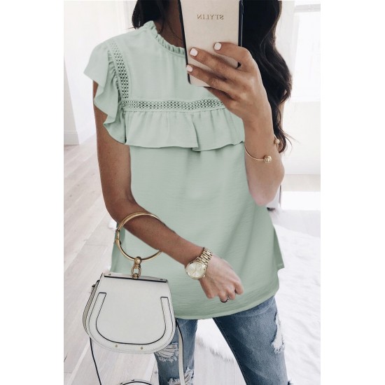 Green Flutter Ruffled Top