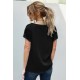 Black Lace V Neck Short Sleeve T-shirt