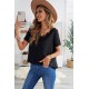 Black Lace V Neck Short Sleeve T-shirt