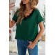 Green Lace V Neck Short Sleeve T-shirt