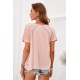 Pink Crochet Eyelet Short Sleeves Top