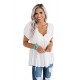 White Short Bubble Sleeves Textured Babydoll Top