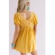 Mustard Short Bubble Sleeves Textured Babydoll Top