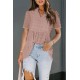 Pink Swiss Dot Short Sleeve Flowy Top