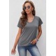 Gray Striped Raglan Sleeve Tee