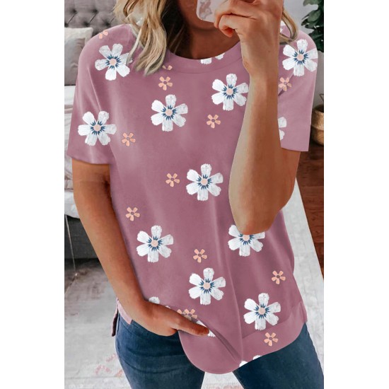 Pink Floral Pattern T-shirt